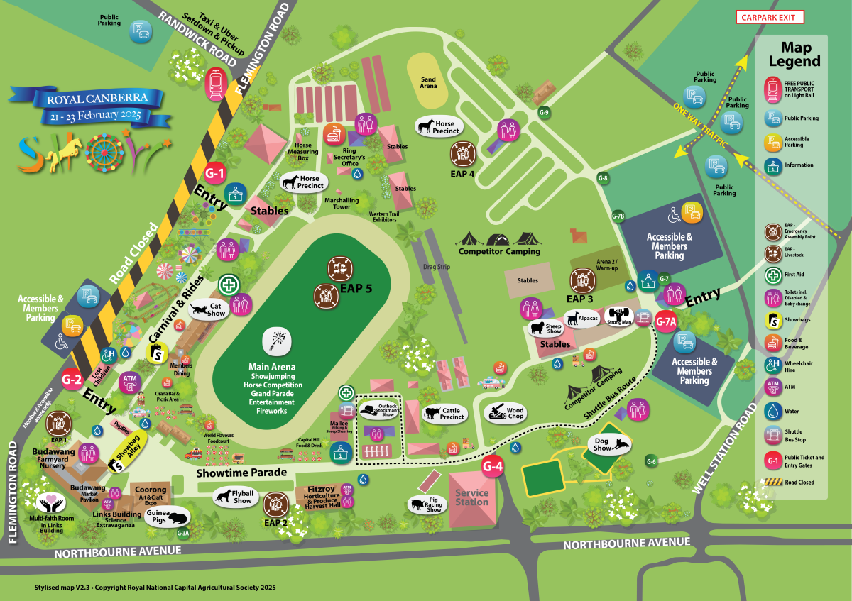 2025 Royal Canberra Show event map